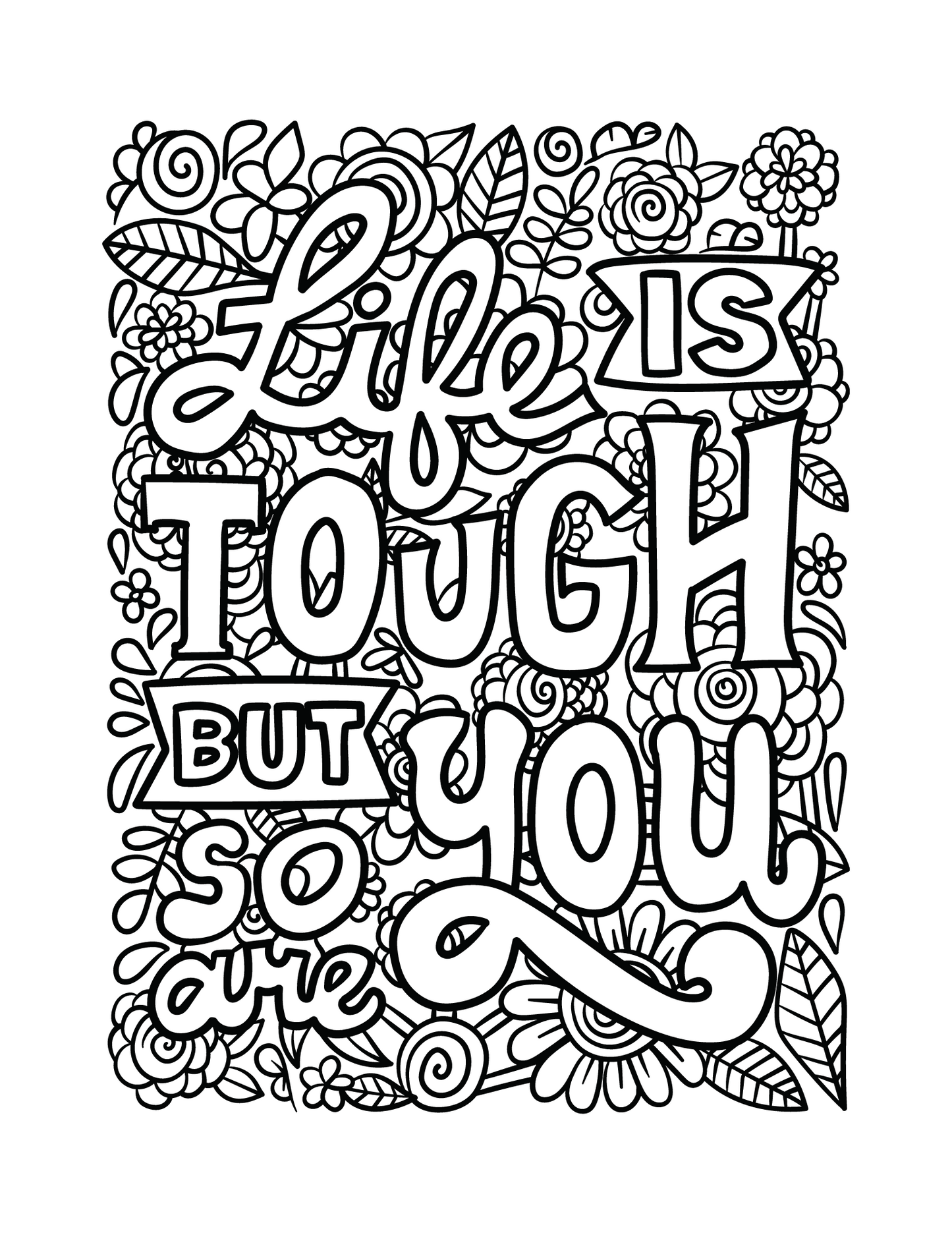 Inspirational Coloring Book: Positive Affirmations for Adults & Teens (Digital Download)