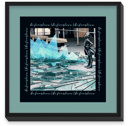 Fearless Girl Breaks The Glass Ceiling - 8x8 inch Wall Art with Black Frame