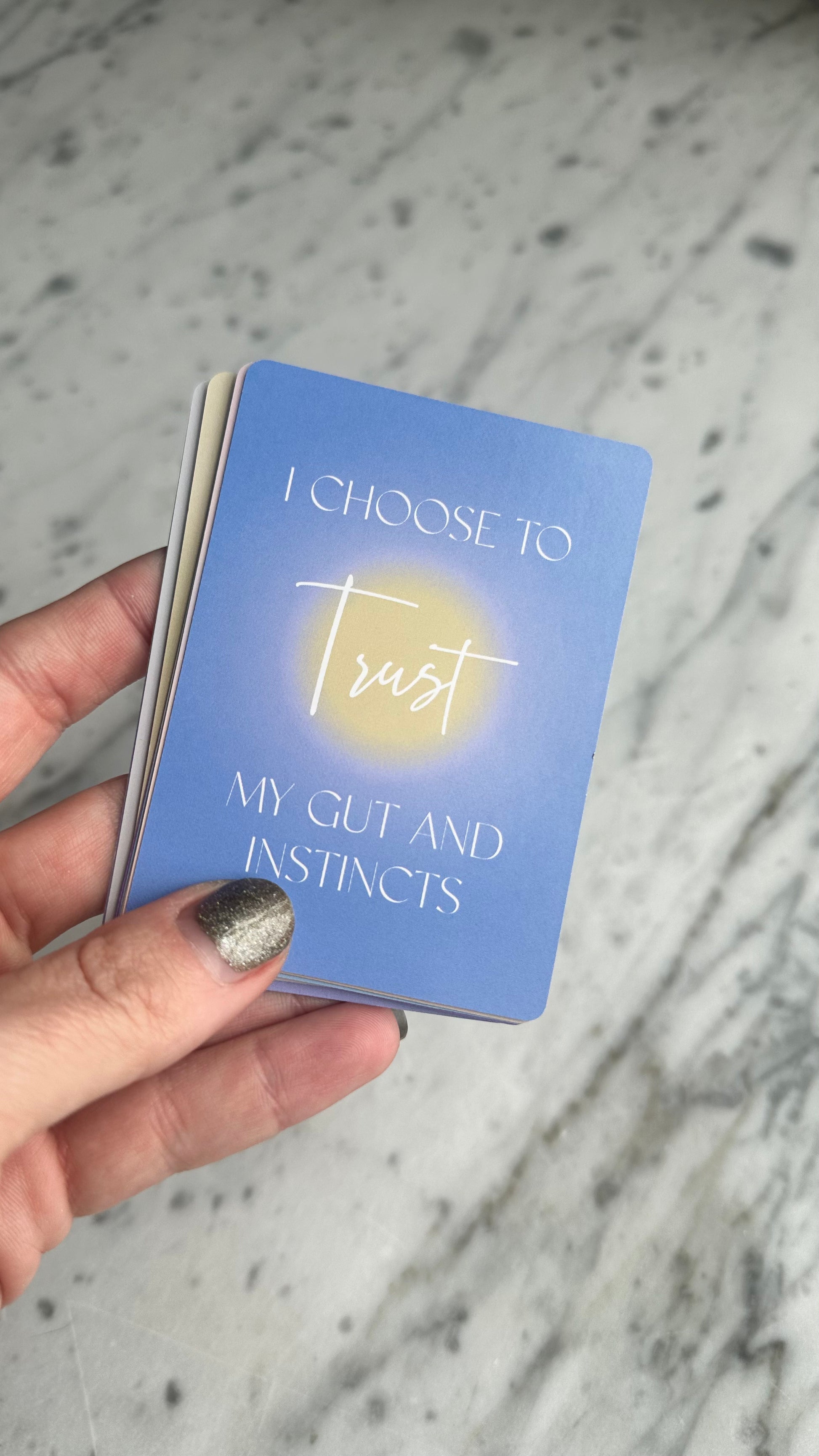 hand holding Affirmation Card