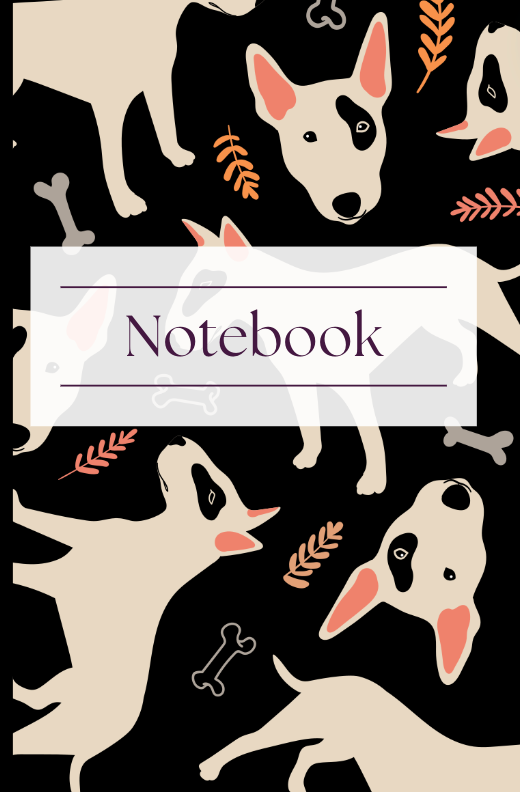 Bull Terrier (Black Cover), 6x9 Notebook, Journals That Give Back Collection